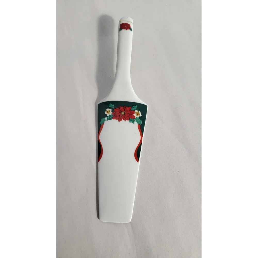 Vintage Tienshan Christmas Poinsettia Ceramic‎ Cake Server Spatula Holiday Decor
